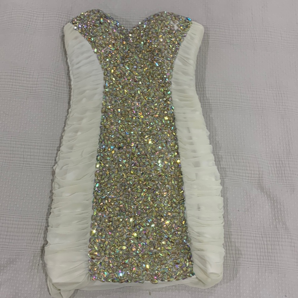 Size 2 la femme mini dress with AB stones